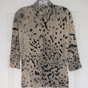 MaxMara Vintage Stylish Print Turtleneck Light Wool Sweater Made in Italy Sz M